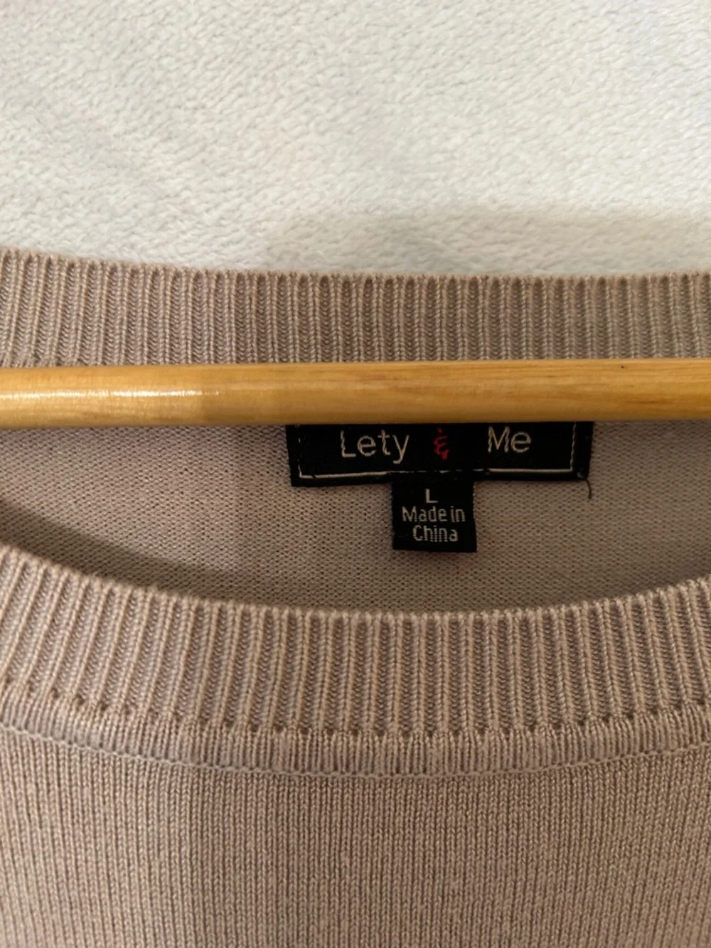 Taupe Knit Sweater with Lace Sleeve Panels - Picture 2 of 11